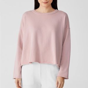 Eileen fisher organic Terry cotton long sleeve box top Sz medium petite
